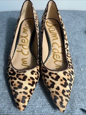 Sam Edelman Leopard-Print Pointed Flats in Tan and Black